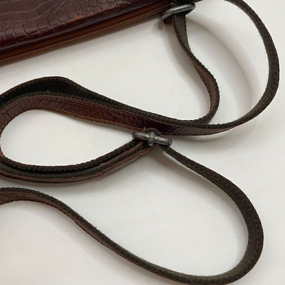Jack Georges Hornback Croco Wallet On A String Brown Leather Crossbody Purse - Picture 10 of 12